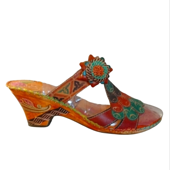 NEW Elite Corkys Sandals Womens Size 8 Rock Multicolor Leather Strappy Slip-Ons - Picture 1 of 10